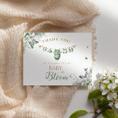 Sage Green Butterfly Floral Baby in Bloom Bedankkaart