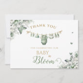 Sage Green Butterfly Floral Baby in Bloom Bedankkaart (Voorkant)