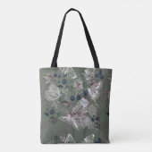 Sage Green Butterfly Floral Canvas tas (Achterkant)