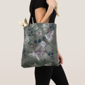 Sage Green Butterfly Floral Canvas tas (Dichtbij)