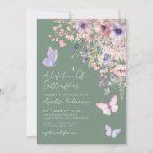 Sage Green Butterfly Wildflower Vrijgezellenfeest Kaart (Voorkant)