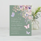 Sage Green Butterfly Wildflower Vrijgezellenfeest Kaart (Staand voorkant)