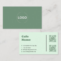 Sage Green Cafe Zakelijke Kaart QR Code Set