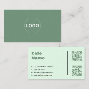 Sage Green Cafe Zakelijke Kaart QR Code Set Klantenkaartje