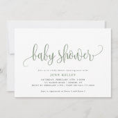 Sage Green Calligraphy Baby shower Kaart (Voorkant)