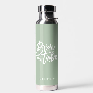 Sage Green Calligraphy Bride Tribe Bachelorette Waterfles