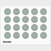 Sage Green Calligraphy Elegant Bedankt Ronde Sticker (Vel)
