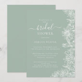 Sage Green Calligraphy Floral Vrijgezellenfeest Kaart (Voorkant / Achterkant)