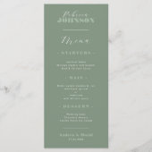 Sage Green Calligraphy Guest Name Wedding Dinner Menu (Voorkant)