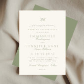 Sage Green Calligraphy Monogram Cream De bruiloft Kaart