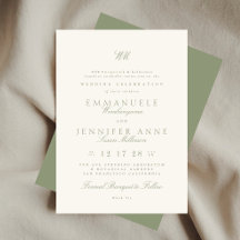 Sage Green Calligraphy Monogram Cream De bruiloft