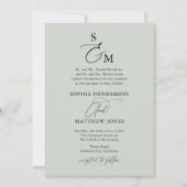 Sage Green Calligraphy Monogram formele bruiloft Kaart (Voorkant)