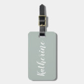 Sage Green Calligraphy Name Bagagelabel (Voorkant verticaal)
