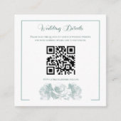 Sage Green Calligraphy QR Code Wedding Informatiekaartje (Voorkant)
