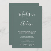 Sage Green Calligraphy QR Code Wedding Invitation Kaart (Voorkant / Achterkant)