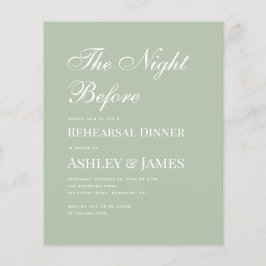 Sage Green Calligraphy Rehearsal Dinner Invitation