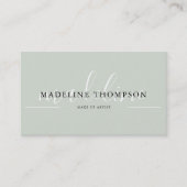 Sage Green Calligraphy Script QR-code Visitekaartje (Voorkant)