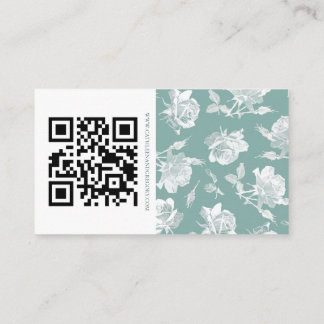 Sage Green Calligraphy Script QR Info Wedding Informatiekaartje