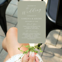 Sage Green Calligraphy Script Wedding Program