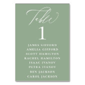 Sage Green Calligraphy Seating Chart Kaart (Voorkant)