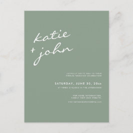 Sage Green Calligraphy Virtual Wedding Uitnodiging Briefkaart