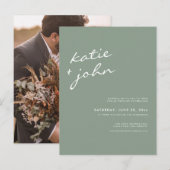 Sage Green Calligraphy Virtual Wedding Uitnodiging Briefkaart (Voorkant / Achterkant)