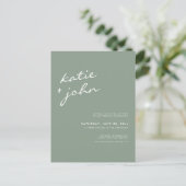 Sage Green Calligraphy Virtual Wedding Uitnodiging Briefkaart (Staand voorkant)