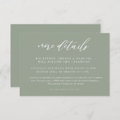 Sage Green Calligraphy Wedding Enclosure Kaart (Voorkant / Achterkant)