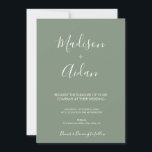 Sage Green Calligraphy Wedding Invitation Kaart<br><div class="desc">Sage Green Calligraphy Wedding Invitation. Deze mooie uitnodiging is perfect voor de minimalistische bruiloft.</div>