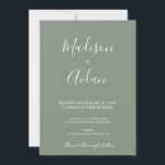 Sage Green Calligraphy Wedding Invitation Kaart<br><div class="desc">Sage Green Calligraphy Wedding Invitation. Deze mooie uitnodiging is perfect voor de minimalistische bruiloft.</div>