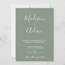 Sage Green Calligraphy Wedding Invitation