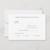 Sage Green Calligraphy Wedding maalt RSVP Card (Achterkant)