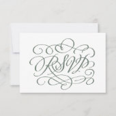 Sage Green Calligraphy Wedding maalt RSVP Card Kaartje (Voorkant)