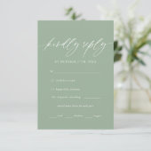 Sage Green Calligraphy Wedding Menu Choice RSVP (Staand voorkant)