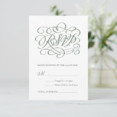 Sage Green Calligraphy Wedding RSVP Card Bedankkaart (Staand voorkant)