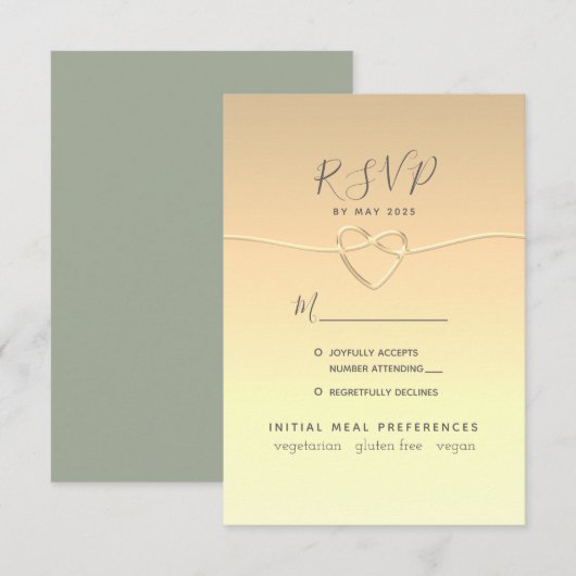 Sage Green Calligraphy Wedding RSVP Card Kaartje (Voorkant / Achterkant)