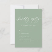 Sage Green Calligraphy Wedding Simple RSVP (Voorkant)