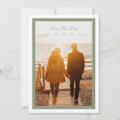 Sage Green Calligraphy Wit Lijst Classic foto Save The Date (Voorkant)
