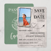 Sage Green Cancun Passport Bewaar de datum Save The Date (Voorkant / Achterkant)