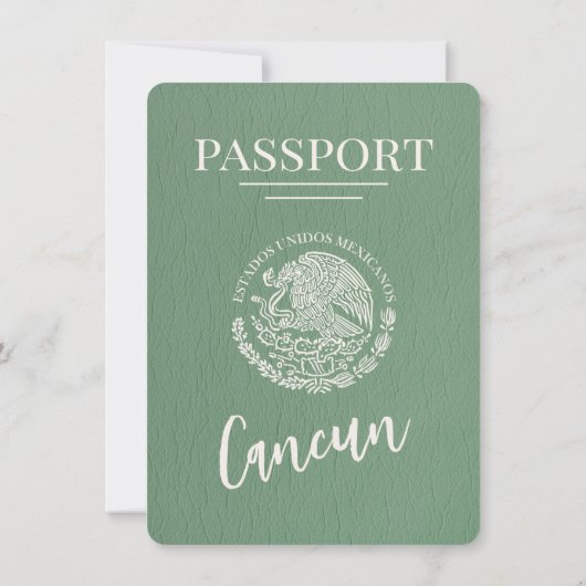 Sage Green Cancun Passport Bewaar de datum Save The Date (Achterkant)