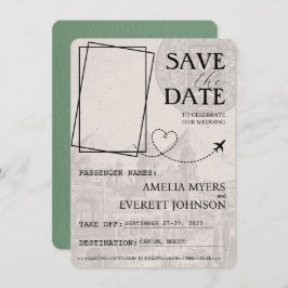 Sage Green Cancun Passport Bewaar de datum Save The Date