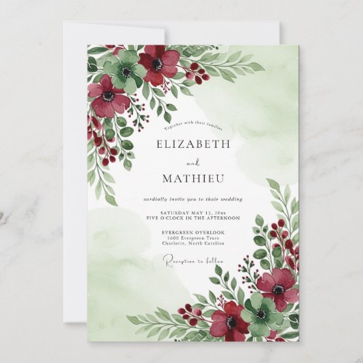 Sage Green Captivating Winter Wedding Kaart (Voorkant)