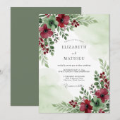 Sage Green Captivating Winter Wedding Kaart (Voorkant / Achterkant)