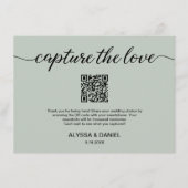 Sage Green Capture de liefde QR code bruiloft foto Informatiekaartje (Voorkant)