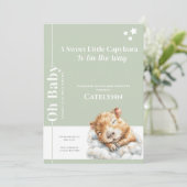 Sage Green Capybara Baby Shower Invitation Save The Date (Staand voorkant)