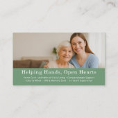 Sage Green Caregiver Home Help QR Code Foto Visitekaartje (Achterkant)