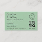 Sage Green Caregiver Home Help QR Code Foto Visitekaartje (Voorkant)