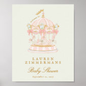 sage green carousel baby shower welcome sign poster (Voorkant)