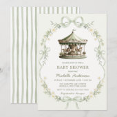 Sage Green Carousel Merry-go-round Baby Shower  Kaart (Voorkant / Achterkant)