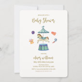 Sage Green  Carrousel Carnaval Baby shower Kaart (Voorkant)